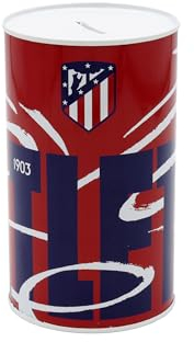CyP Brands Atlético de Madrid- Hucha de Metal, Sellada, Hucha Grande, Color Rojo, Producto Oficial