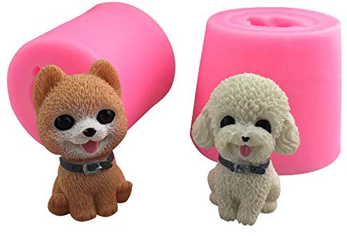 Moule Gateau Silicone 2 Pièces De Poméranien, Nounours, Chiot, Animal Mignon Tridimensionnel, Mousse, Moule En Silicone, Cuisson, Décoration, Fondant, Outils De Décoration De Gâteau