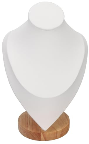 Espositore per Collana, Velluto Porta Collane per Pendenti, 19,5x14,7x8,3cm | Bianco Catene Espositore Gioielli per Casa, Camera da Letto, Guardaroba, Negozio (Bianco-S)
