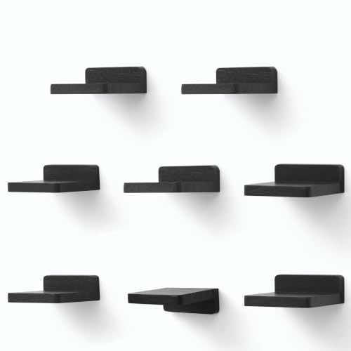 PHOENANCEE kleine schwebende Regale für Wand, ８er-Set, quadratisches Holzregal, hängende Mini-Regaldekoration für Schlafzimmer, Wohnzimmer, 10.2cmX10.2X4cm(Rustikales Schwarz)