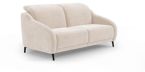 CAVADORE 2,5er-Sofa Blue / 2,5-Sitzer Couch im modernen Design mit motorischer TV-Funktion Inkl. Kopfteilverstellung und mattschwarzen Metallfüßen / 172 x 93 x 104 / Mikrofaser, Beige