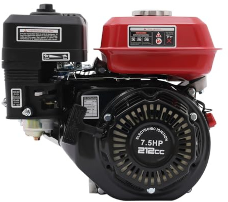 Motor Motocultor,7,5HP 4000W Motor de Gasolina Motor Vertical Motor Industrial Motor De Cuatro Tiempos De Un Cilindro,Refrigeración por Aire (Rojo y Negro)