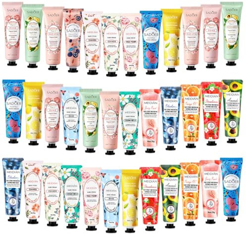 Handcreme Mini Geschenkset, 36 Pack Handcreme Kleine Weihnachtsgeschenke für Sehr Trockene Hände, Dankeschön Geschenke Hände Fuß Feuchtigkeitscreme Weihnachten Geschenke für Frauen Damen, 1080ml
