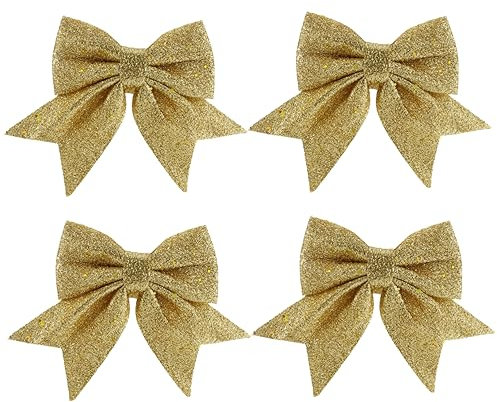 Zerodeko 4er-Pack Weihnachtsschleifen Aus Goldstaub 12 X 15 cm Künstliche Schleifendekorationen für Baumkranz