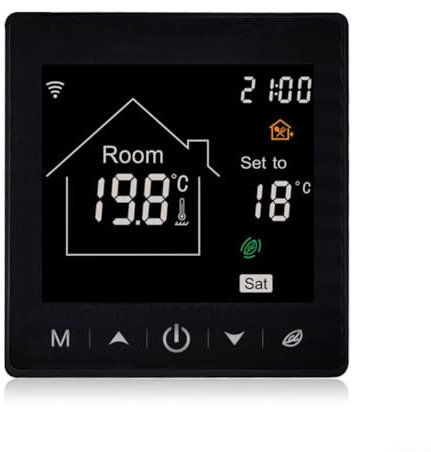 Thermostat de radiateur intelligent WiFi, contrôleur de température numérique programmable, pour la gestion du chauffage électrique via l'intégration Tuya (noir 16 A)