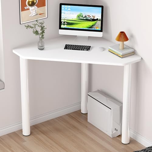 MESCXTY Eck Schreibtisch,Kompakter Dreieckstisch für Home-Office,Eckcomputertisch,Schreibtisch,Arbeitstisch,Platzsparender Arbeitsplatz für kleine Räume(80x80x74cm(31x31x29inch), White)