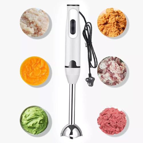 EBILUN 400W Hand Blender, Electric Stick Blender with Stainless Steel Blade,Food Vegetable Curry Puree Food Mixer Liquidiser (white)