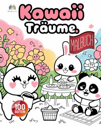 Kawaii-Träume | Das süßeste Malbuch für alle Altersgruppen – ob im Garten, Bibliothek, Küche oder auf dem Bahnhof | Niedliche Szenen zum Ausmalen und Entspannen