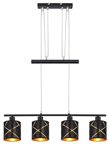 INNOVATE Pendelleuchte 4-flammig | Hängelampe höhenverstellbar, Wohnzimmerlampe, Pendelleuchte Esstisch, LED Lampe, Deckenlampe schwarz, Hängeleuchten & Pendelleuchten, Hängeleuchte Schwarz/Gold