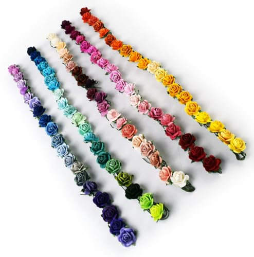 KADADSA Gradient Mulberry Paper Roses Blooms - Lifelike Miniature Roses for DIY Crafts, Home Decor, Weddings, and Unique Gifts (95+ Gradient)
