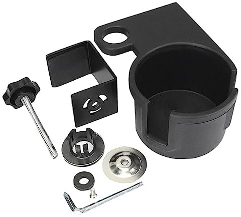 Holibanna Portavasos de Mesa Clip Ajustable para Vaso y Botellas, Soporte Lateral Giratorio de Plástico Resistente, Color Negro, Funcional para Oficina y Hogar, Accesorio Multifuncional