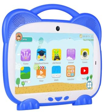 Vocdikficy Tablet per Bambini da 7 Pollici Quad Core 1+8G Doppia Scheda WiFi Android 7.0 Tablet per L'Educazione allo Studio Regalo per Bambini Software per Bambini,Blu