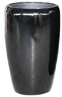 Moderne & Hochwertige Pflanzvase / Pflanzkübel – Fiberglas - Mit Einsatz – Indoor & Outdoor – Wetterbeständig & Frostsicher – Blumenkübel / Pflanzgefäß / Vase / Kübel (Glänzend Schwarz, Höhe: 50cm)