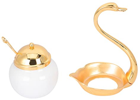 Ipetboom Azucarero Cisne de Aluminio Cucharita Contenedor de Vintage para Café y Dulces 250Ml para Cocina y Comedor Diseño Práctico y Elegante
