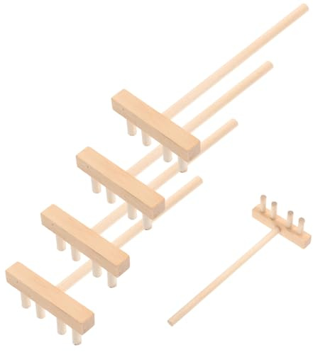 5pcs Wooden Sand Table Mini Rakes Beige Decorative Tools | Zen Garden Creation Accessory, Finely Handles Small Corners, Easy to Carry, Compact Set for Sand Table Crafts