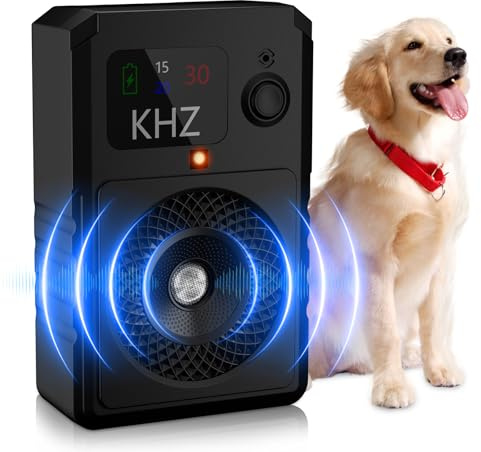 Anti Bell Gerät Hunde - 50 Fuß Reichweite - 3 Modi Antibell Ultraschall Gerät - IPX5 Wiederaufladbar Hundegebell Stoppen mit Farbdisplay Drinnen Draußen für Kleine/Mittelgroße/Große Hunde