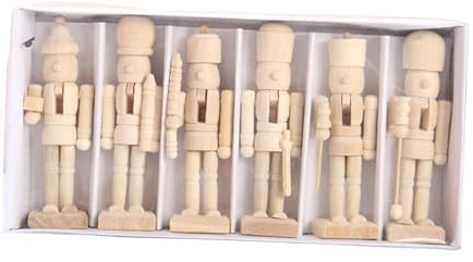 TAIZhiChen 6 Pezzi Schiaccianoci Fai da Te, Figure di Schiaccianoci, Non Verniciate, Decorazioni Natalizie, Bambole per Feste, Vacanze, Camera da Letto, Senza Pennello E Vernice