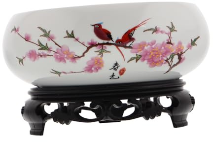 Gatuida Pot Céramique Chinoise Base Jardinière Lotus Décorative pour Plantes Intérieur Vase Porcelaine Vintage pour Maison