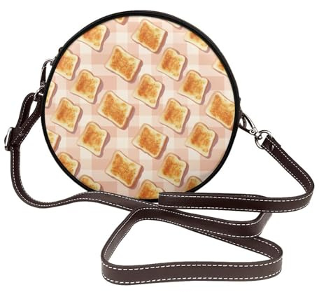Joli sac à bandoulière imprimé toast pour femme, petit sac à main en cuir pour femme