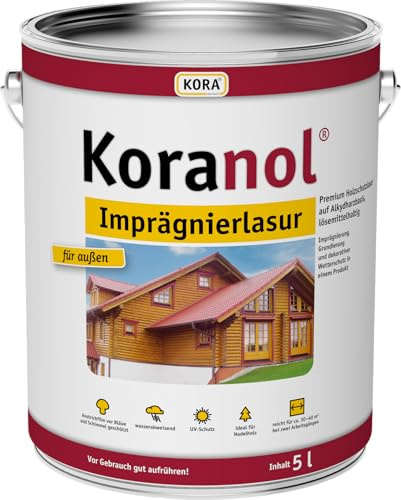 KORA® Koranol® Imprägnierlasur – wetterfeste Holzschutzlasur für Außenholz – wasserabweisend & UV-beständig – ideal für für Zaun, Balkon, Holzfassade & Blockhaus