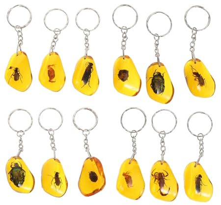 ROMISBABA 12 pièces Porte-clés Insectes Spécimens Réels Résine Synthétique Décoratif pour Clés Chic et Pratique