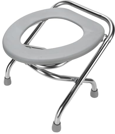 FTVOGUE Sedia da Toilette Pieghevole Sedile WC Portatile per Adulti con Base Antiscivolo Telaio in Acciaio Inossidabile Design Ergonomico Adatto Ai Viaggi (30 cm)