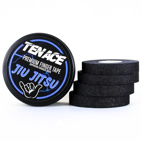Tenace Tejp för BJJ Jiu Jitsu - Fingertejp för MMA och Grappling Träning – Skydd och Stöd för Fingrar (4, Svart, 0,75 cm x 10 m)