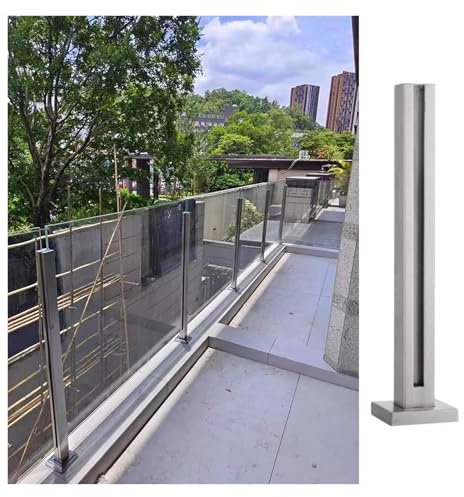Poteaux de garde-corps en acier inoxydable 304 pour verre de 10 mm, colonnes verticales robustes pour terrasses et escaliers extérieurs, finition grise, hauteur de 85 cm, solution de balustrade en