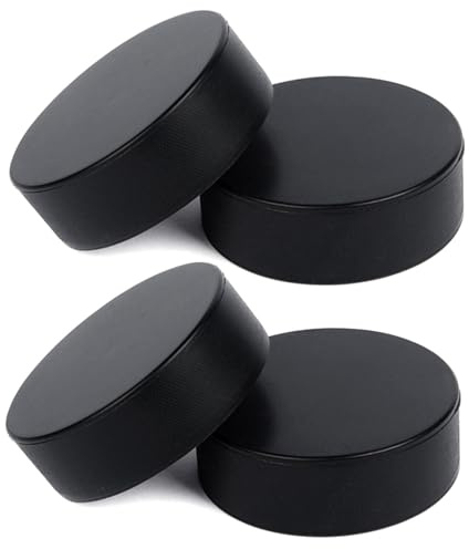 DAGLLGEW Skum ishockeypuckar 4 st slitstarka ishockeypuckar lätt för träning och klassisk träning mjuk svart puck för inomhusbruk gåvor puck