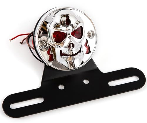 APEBAZY Motorrad Rücklicht LED mit Halterung Motorrad Bremslicht Kennzeichenbeleuchtung E24-Geprüft Kompatibel mit Street Bike Cruiser Chopper Cafe Racer
