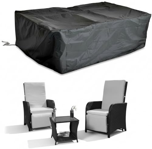 Mucola Schutzhülle für 2 Gartensessel Abdeckung 132x114x104 cm Schwarz | Mit Kordelzug am Saum für sicheren Halt, UV-Schutz, robustes PE-Gewebe, pflegeleicht abwischbar, für Rattan Sessel Sets