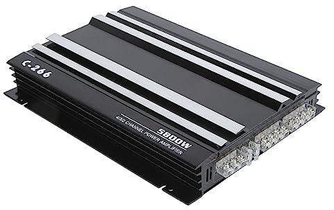 Rengue 5800W 12V Bilförstärkare, Högeffekt HiFi-ljudstereoförstärkare med Subwooferutgång, Effektiv Värmeavledning, Aluminiumlegeringsmaterial för Uppgradering Av Bilstereosystem