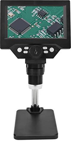 Aramox Digitales Mikroskop, ABS-USB-Münzmikroskop mit 5,5-Zoll-LCD-Display, 10 MP, 1080P, 1000-fachem Zoom, 8 LED-Leuchten, Verstellbarer Ständer für Studenten der Münzlötprüfung