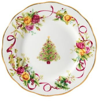 Royal Albert Old Country Roses - Piatto da insalata con albero di Natale, 20,3 cm