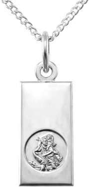 Alexander Castle 925 Sterling Silber Heiliger Christophorus Barren Anhänger Halskette - 20mm x 10mm St Christopher mit 18 Sterling Silber Kette & Schmuck Geschenk-Box