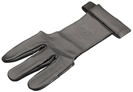 elToro Black LARP Schießhandschuh | traditioneller Bogenschießhandschuh aus Leder, doppelt verstärkte Fingerspitzen, verstellbarer Klettverschluss