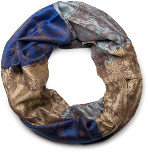 styleBREAKER Damen Loop Schal Hibiskus Paisley Viskose 90x72cm | Schlauchschal. Blüten Muster. weiche Haptik. 100% Naturfaser. Rundschal. 2-3 mal wickelbar. warmes Material.