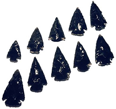 10 Obsidian Arrowheads between 2.5 and 4cm