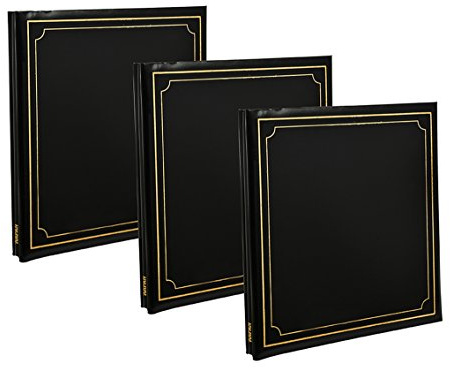 ARPAN Álbum de Fotos (32 x 26 cm, Autoadhesivo, 72 Hojas, 144 Lados, Aspecto de Piel Acolchada, Encuadernado en Negro, 33 x 3 x 33 cm Approx