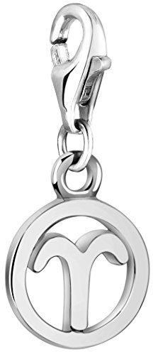 Nenalina Widder Karabiner Charm Anhänger Bettelarmband 925 Silber | Sternzeichen Tierkreiszeichen Zodiac Damen-Charm-Anhänger für alle gängigen Charmträger Charm-Club Clasp-Charms