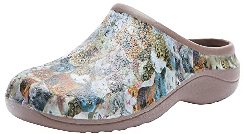 backdoorshoes Womens Practical Slip On Garden Shoes, Lightweight Comfortable Ladies Outdoor Clogs, Multi Purpose, Cat, UK 7 / EU 40