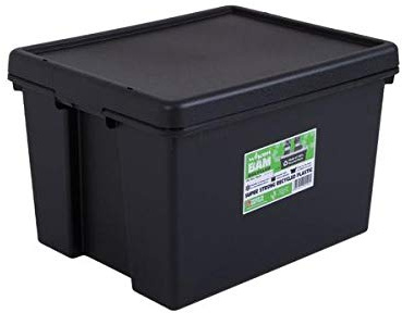 Wham Bam 100% Recycled Super Strong Impact Resistant Black Re-Usable Storage Boxes With Lids 45 Litre 50 x 39.5 x 32cm (1 Box)