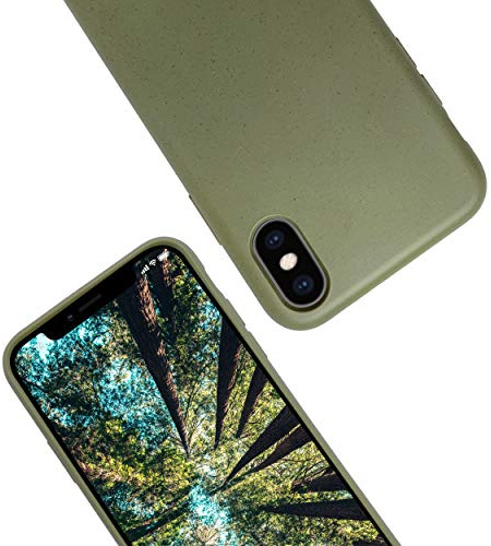 eplanita Bio iPhone XS/X Hülle, Pflanzenfaser, Fallschutz Cover, Langlebig und Nachhaltig (Khaki, iPhone XS/X)
