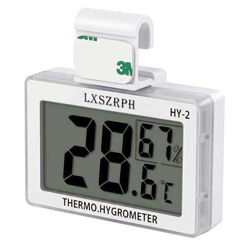 Accurate Reptile Thermometer Hygrometer, Self‑Adhesive Digital Temperature Humidity Meter with ℃/℉ Switch, Mini LCD Gauge for Terrarium Vivarium Bearded Dragon Tank Accessories (1pack)