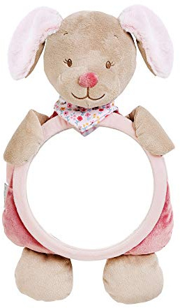 Nattou Rücksitzspiegel Hündin Lali mit Klettverschluss, Iris und Lali, 34 x 20 x 6 cm, Beige/Rosa