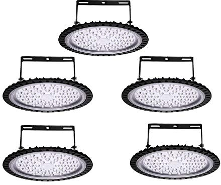 Sararoom 5Pack 200W UFO LED High Bay Lumière, 20000LM 6500K Led Industriel Lumière Super Lumineux, Projecteur LED Exterieur Ultra Mince IP65 Étanche pour Garage Usine Atelier Gymnase