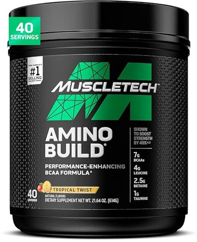 MuscleTech | BCAA Amino Acids + Electrolyte Powder | 7g of BCAAs + Electrolytes Support | Build Lean Muscle & Boost Endurance | Tropical Twist | 614 grams | 40 servings