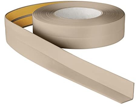 ProfiPVC Weichsockelleiste 18x18mm 5 Meter für Küche und Badezimmer, selbstklebende Abschlussleiste aus PVC, flexible Knickleiste - Fugendichtungsband, beige