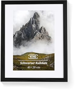 KHG Premium-Holzrahmen 40x50 cm Natur, stabile Glasfront & Passepartout | für Fotos, Poster, Zertifikate & Collagen, vielseitig einsetzbar, praktisch im Alltag, pflegeleicht nutzbar, für Zuhause