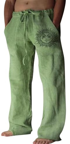 Pantaloni Lino Uomo Estivi Larghi, Pantaloni Uomo Leggeri, Pantaloni Lino Cotone, Pantaloni Jogging Uomo, Pantaloni Casual Spiaggia, Abbigliamento da Casa